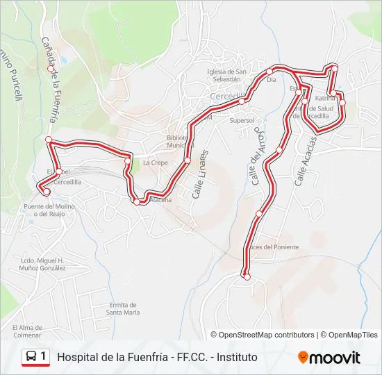1 Bus Line Map