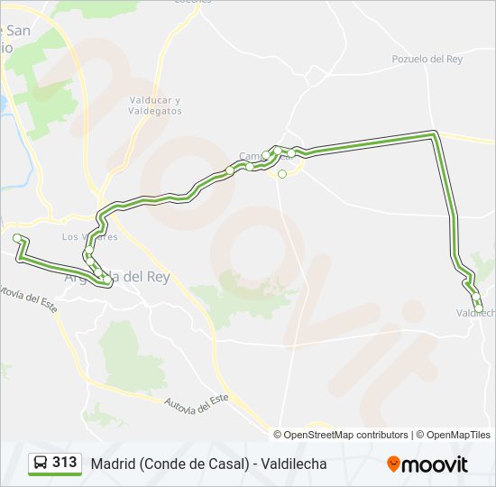 Mapa de 313 de autobús