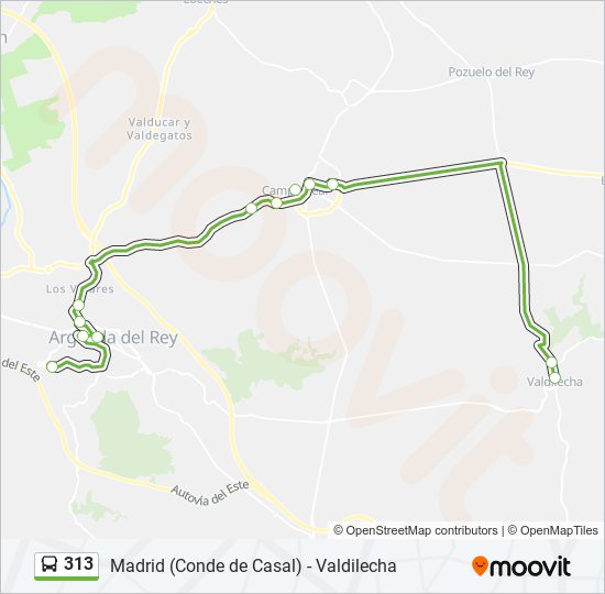 Mapa de 313 de autobús