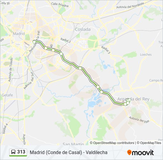 Mapa de 313 de autobús