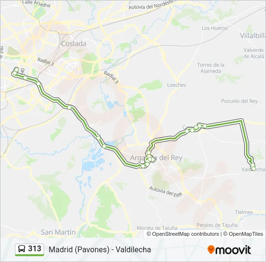 313 Bus Line Map