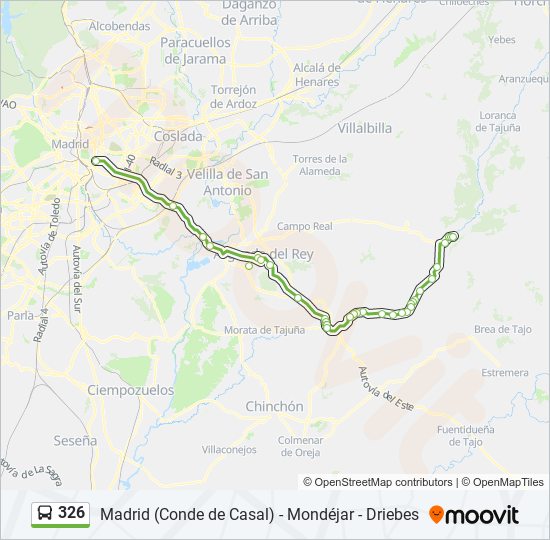 Mapa de 326 de autobús