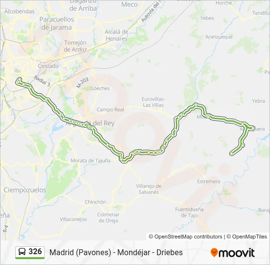 326 Route: Schedules, Stops & Maps - Driebes - Alberca‎→Fuente ...