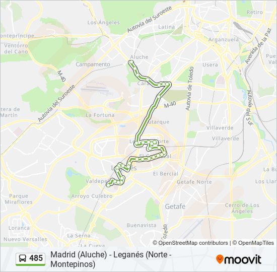 Mapa de 485 de autobús