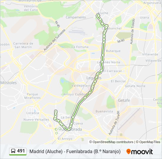 491 bus Mapa de línia