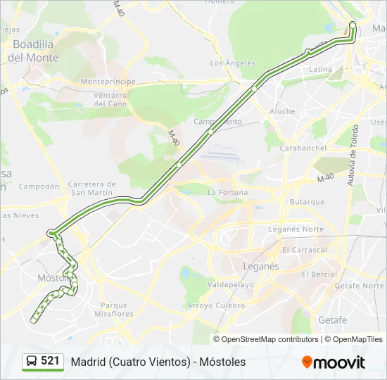 521 bus Mapa de línia