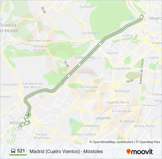 521 Bus Line Map