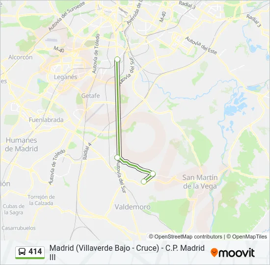 414 Bus Line Map