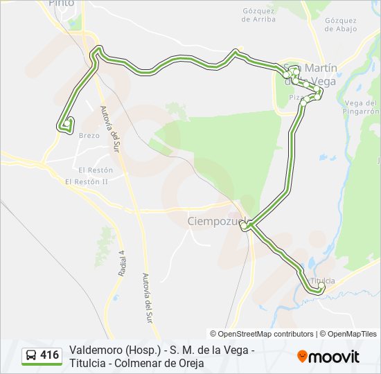 416 bus Mapa de línia