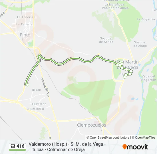 416 Bus Line Map