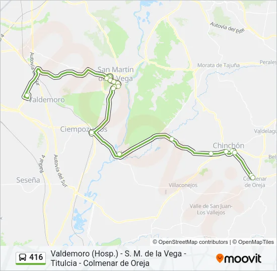 416 Bus Line Map