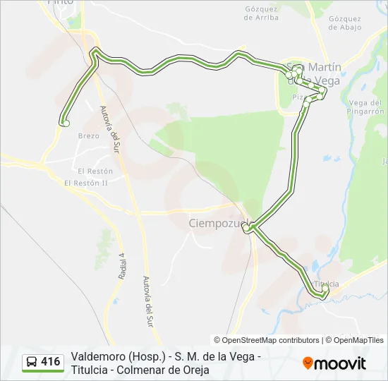 416 Bus Line Map