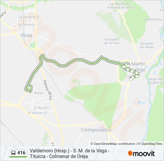 416 bus Mapa de línia