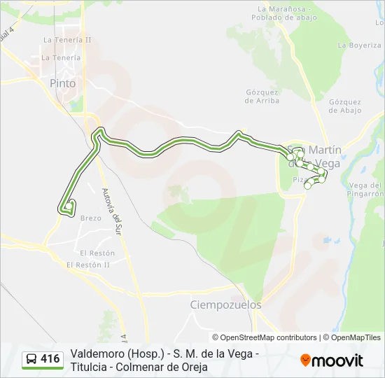 416 Bus Line Map