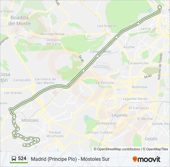 524 bus Line Map