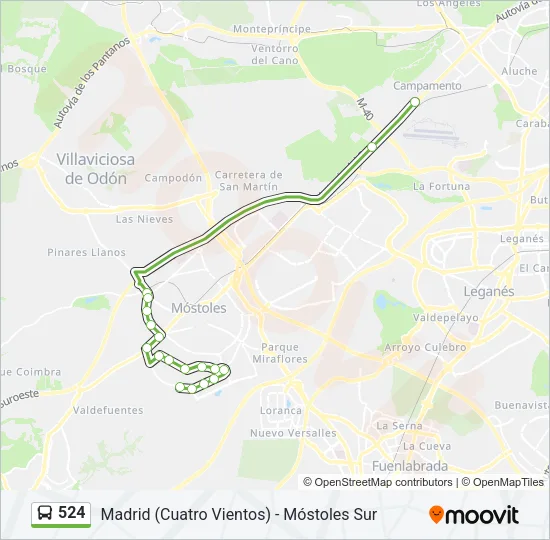 524 Bus Line Map