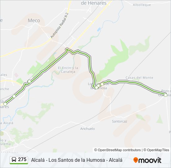 Mapa de 275 de autobús