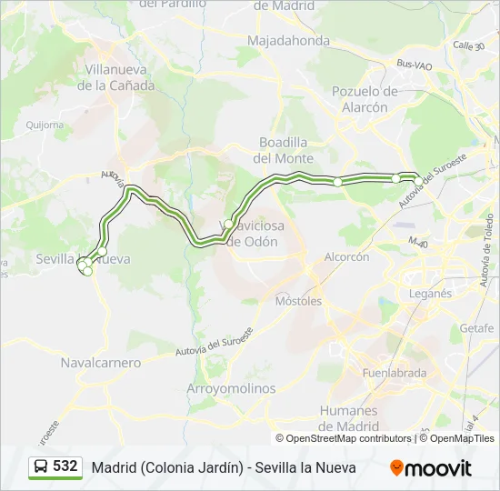 532 Bus Line Map