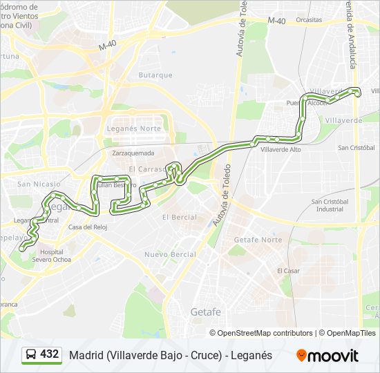 432 bus Mapa de línia