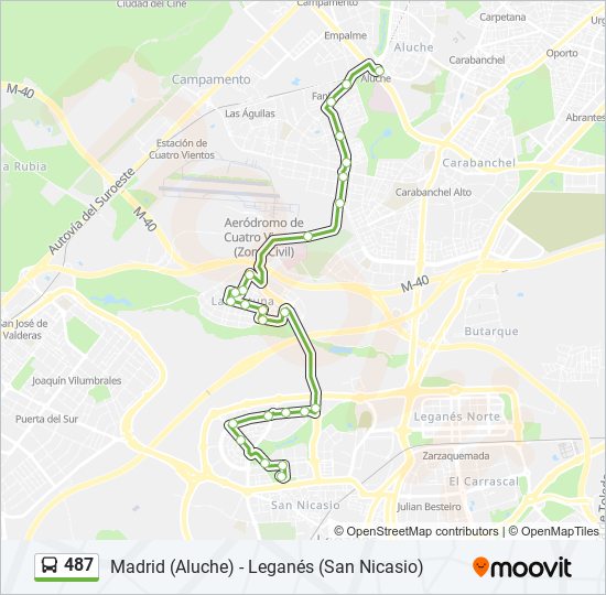 Mapa de 487 de autobús