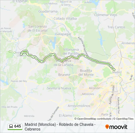 645 Bus Line Map