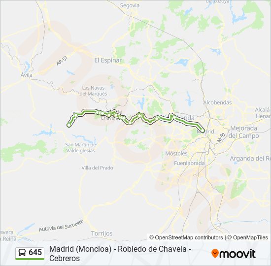 645 bus Mapa de línia