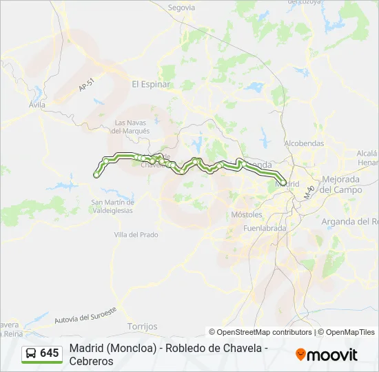 645 Bus Line Map