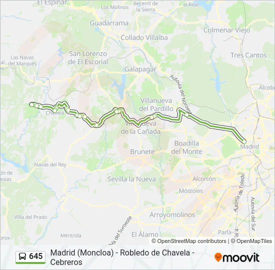 645 Bus Line Map