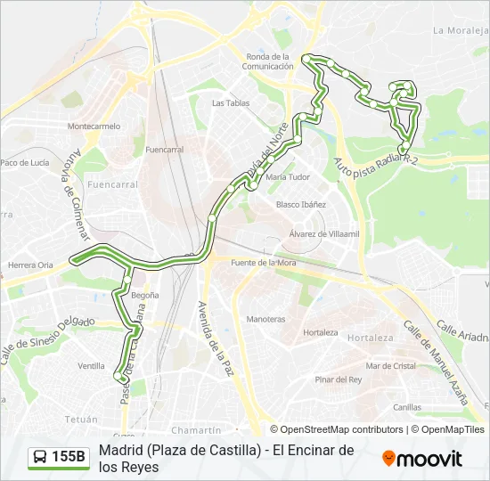 155B Bus Line Map