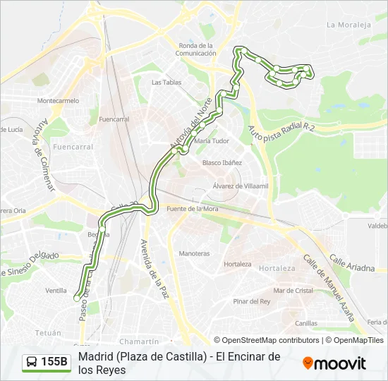 155B Bus Line Map