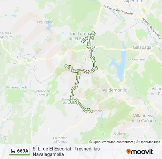 669A Bus Line Map