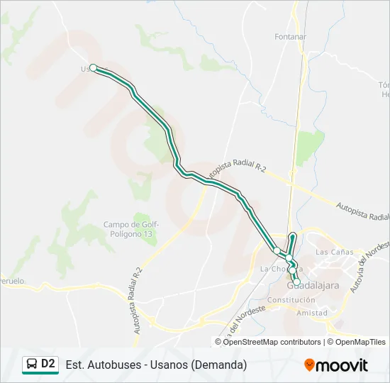 D2 bus Mapa de línia
