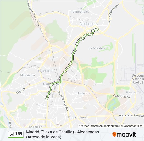 159 bus Mapa de línia