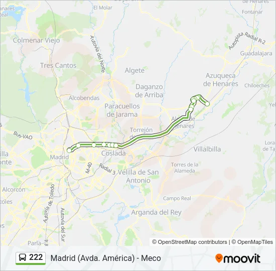 222 Bus Line Map
