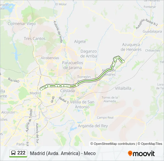 222 Bus Line Map