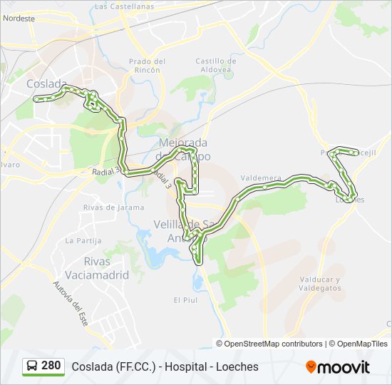 Línea 280 horarios, paradas y mapas Av. España Zoco Coslada‎→Bronce Platino (Actualizado)