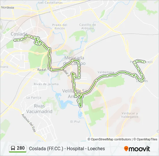 280 Bus Line Map