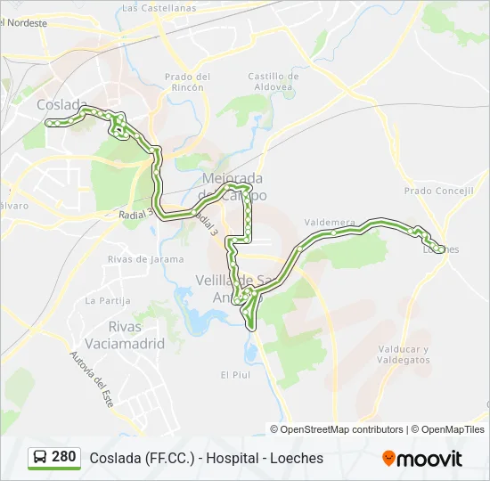 280 Bus Line Map
