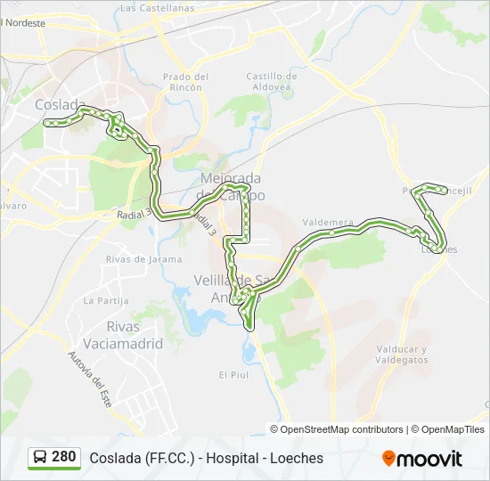 280 Bus Line Map