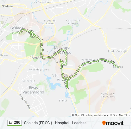 280 Bus Line Map