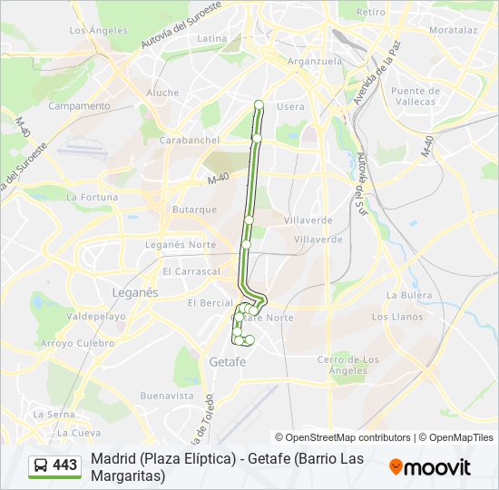 Mapa de 443 de autobús