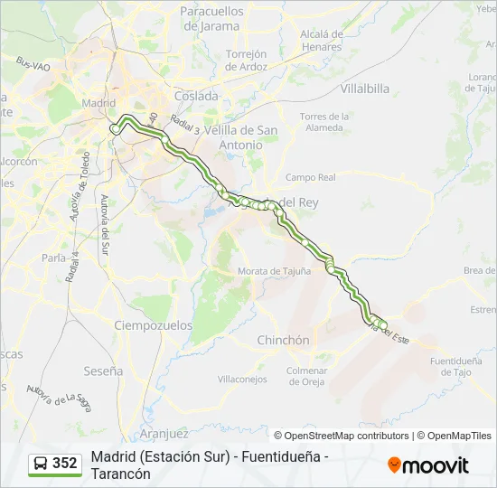 352 Bus Line Map