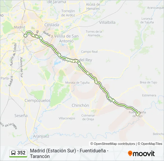 352 Bus Line Map