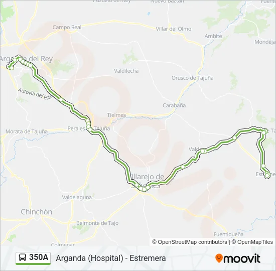 350A Bus Line Map