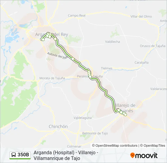350B Bus Line Map
