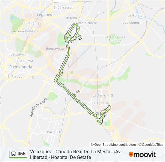 455 bus Line Map