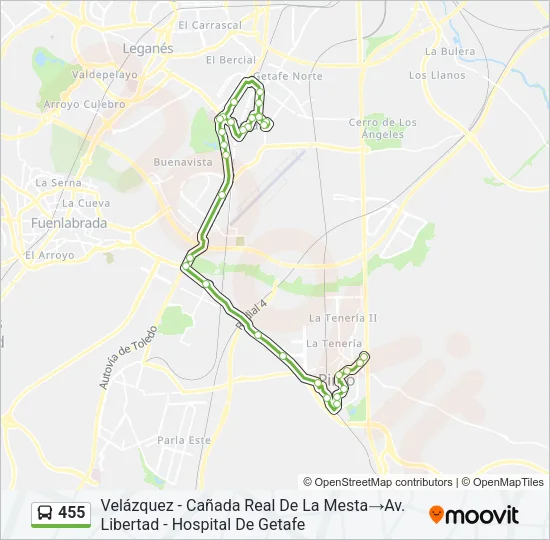 455 Bus Line Map