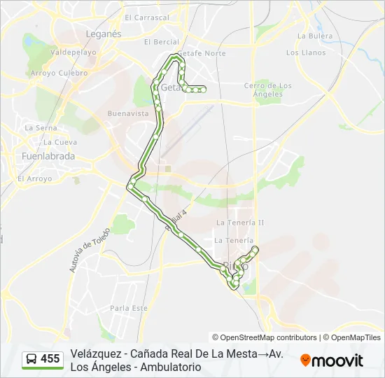 455 Bus Line Map