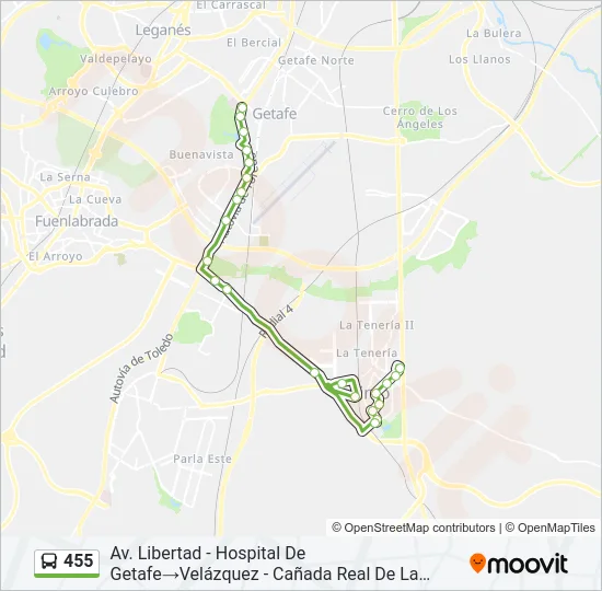 455 Bus Line Map