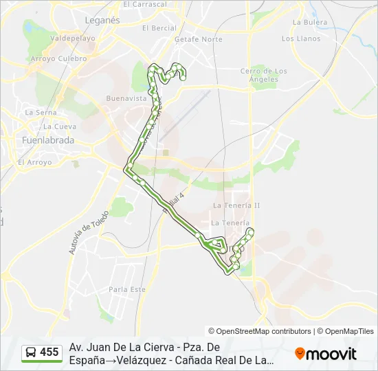 455 Bus Line Map